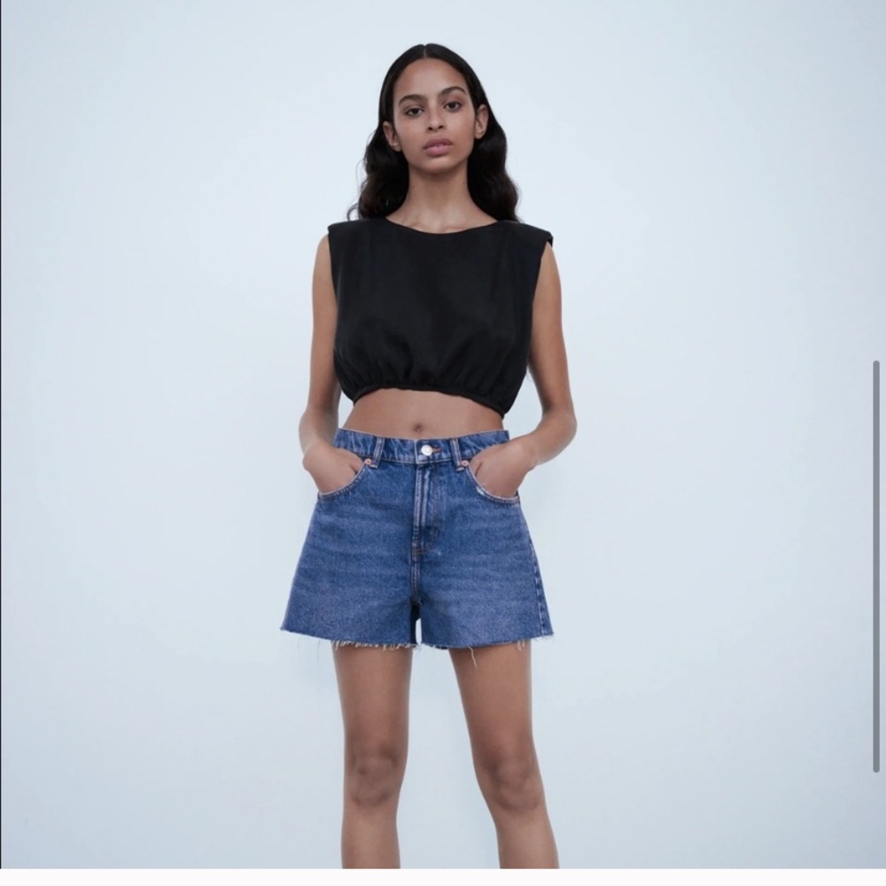ZARA High Waisted Cut Off Denim Shorts